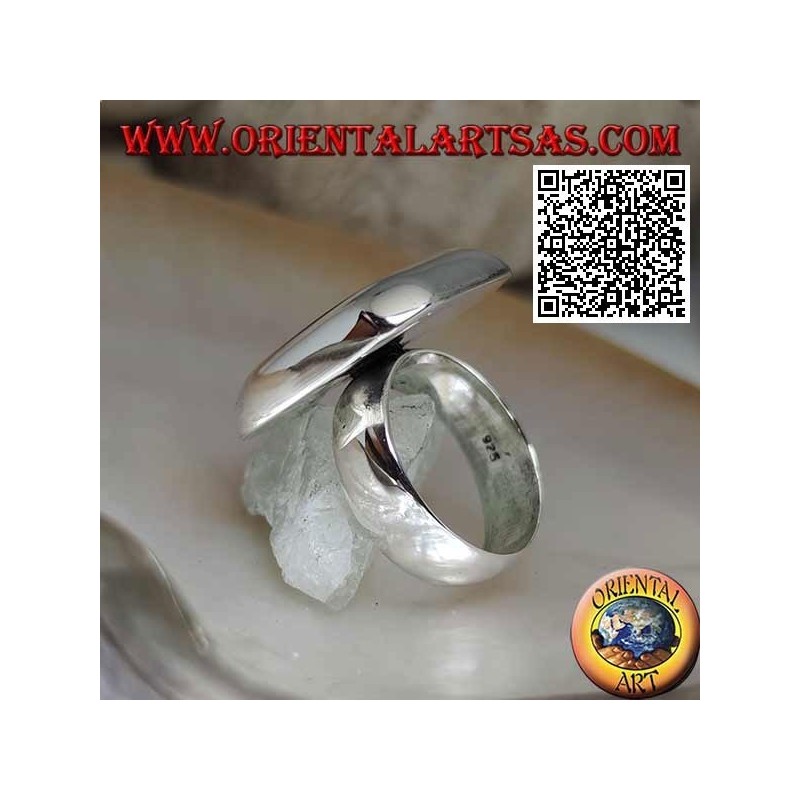 Bague en argent avec nacre carrée arrondie sur plaque lisse carrée épaisse