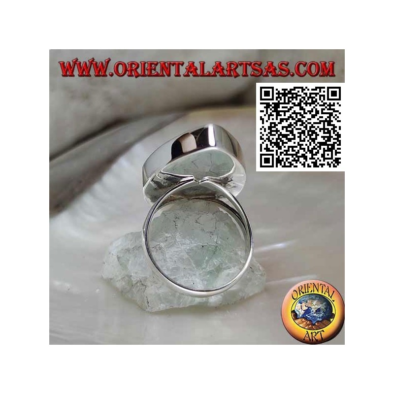 Anello in argento con turchese ellittico appuntito a filo bordo liscio