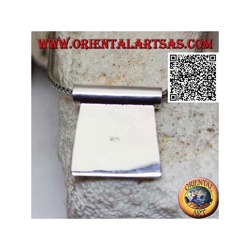 Colgante de plata con concha de paua (abulón) sobre marco de alambre liso y gancho tubular