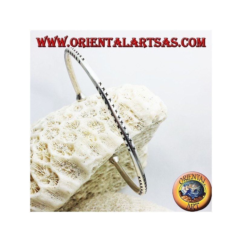 pulsera hecha a mano de plata sólida ronda