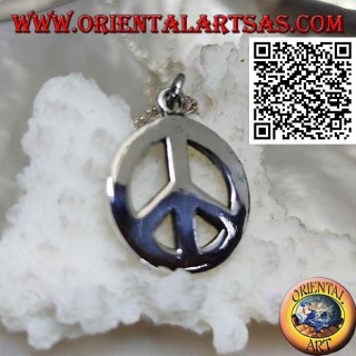 Pendentif en argent en forme de symbole de paix lisse et épais (Ø 18 mm.)