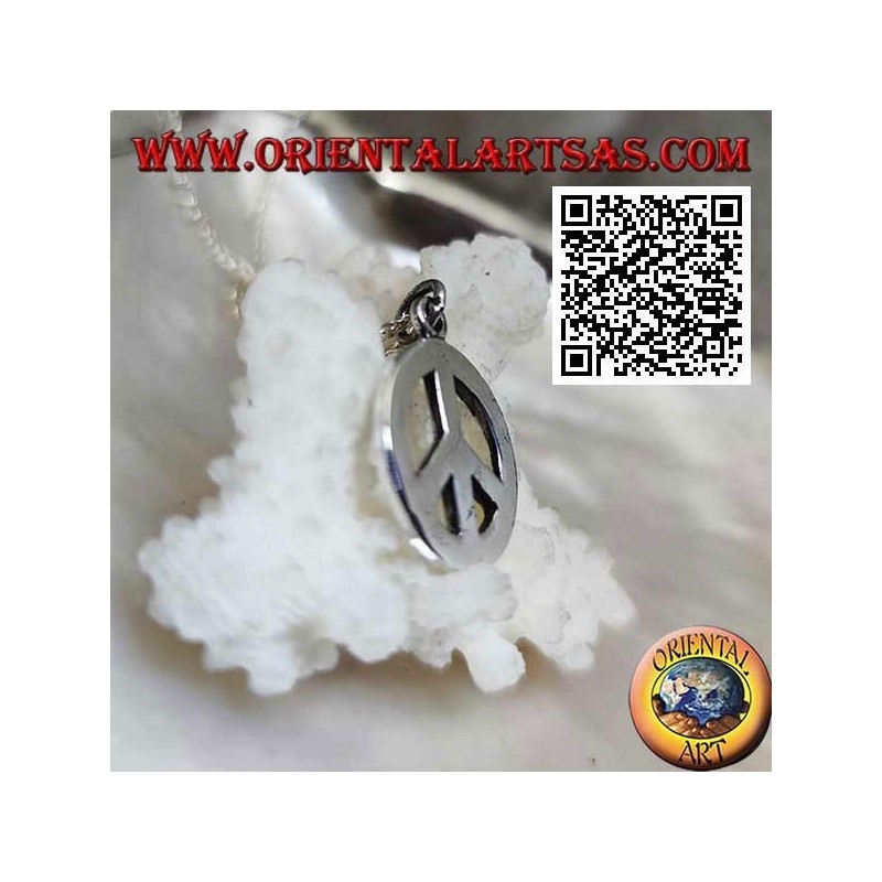 Pendentif en argent en forme de symbole de paix lisse et épais (Ø 18 mm.)