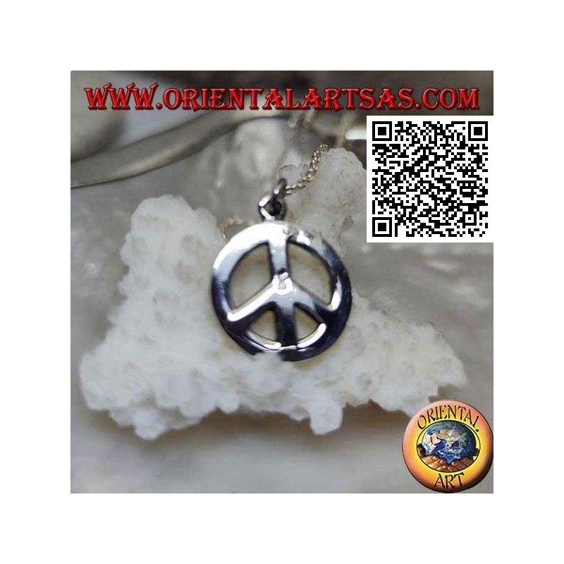 Colgante de plata lisa y gruesa en forma de símbolo de la paz (Ø 18 mm.)