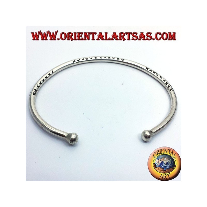 ronde solide à la main bracelet en argent