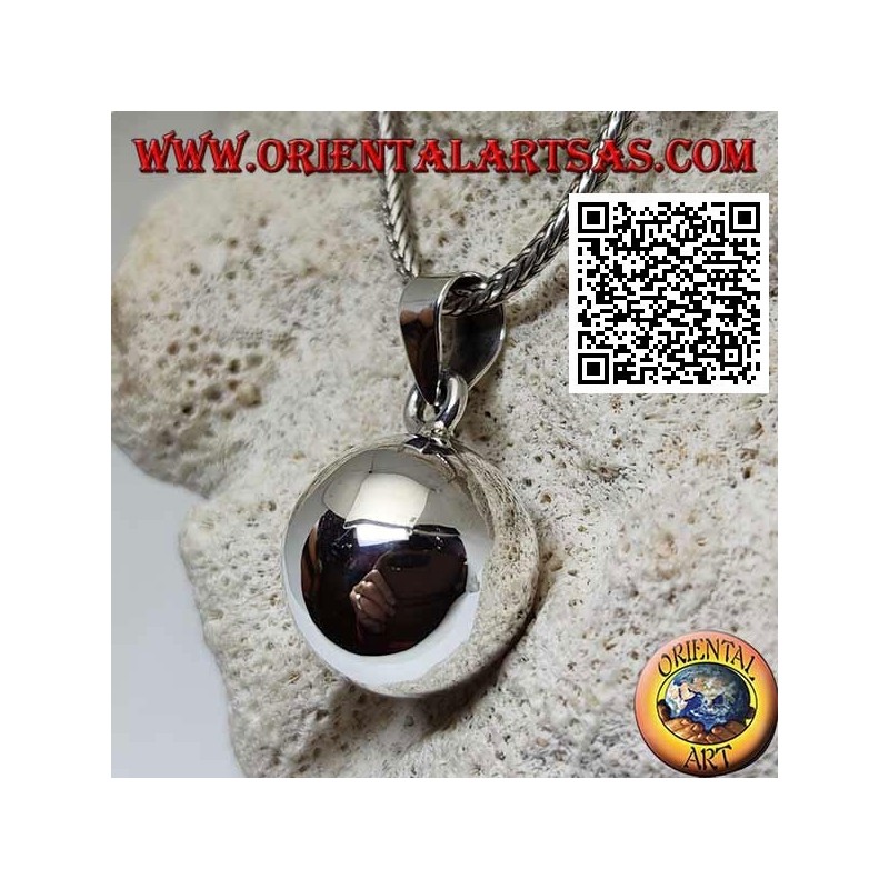 Simple and smooth silver "Call of the Angels" pendant (Ø 16mm.)