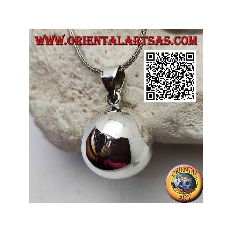 Simple and smooth "Call of the Angels" silver pendant (Ø 23mm.)