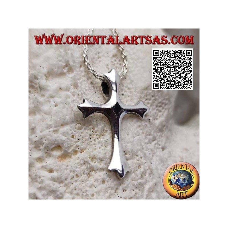 Pendentif en argent en forme de croix lisse à trois branches avec crochet au dos