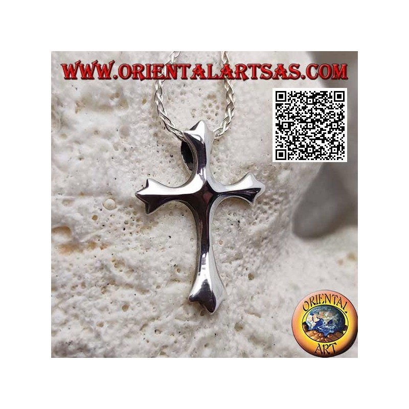 Pendentif en argent en forme de croix lisse à trois branches avec crochet au dos