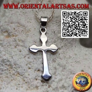 Colgante de plata en forma de cruz ortodoxa rusa lisa