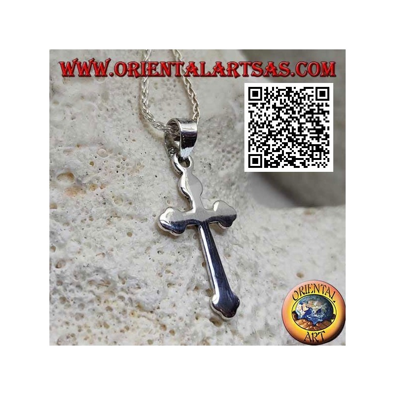 Silver pendant in the shape of a smooth Russian Orthodox cross