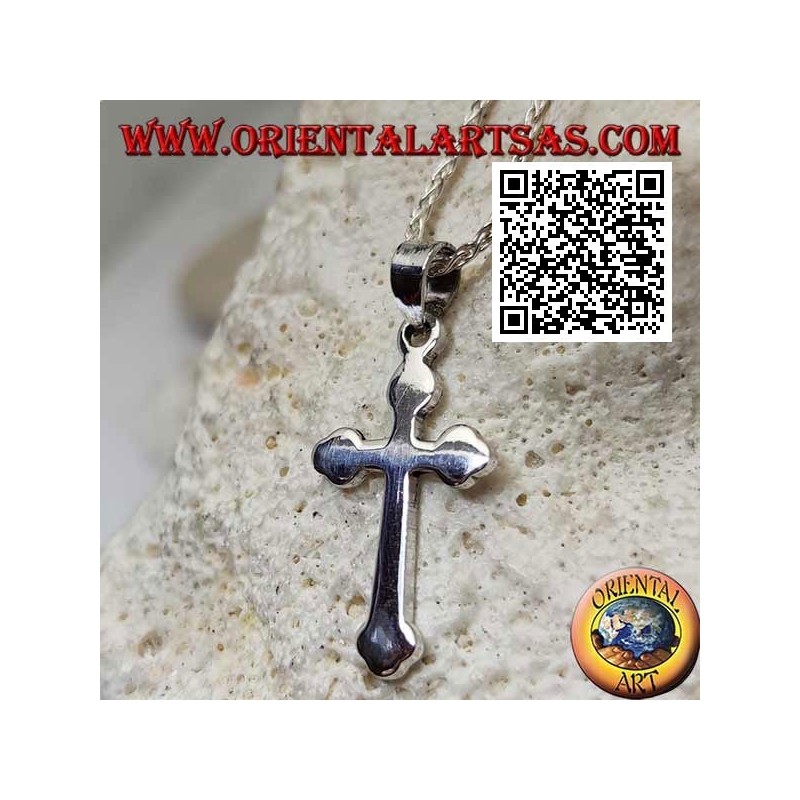 Pendentif en argent en forme de croix orthodoxe russe lisse