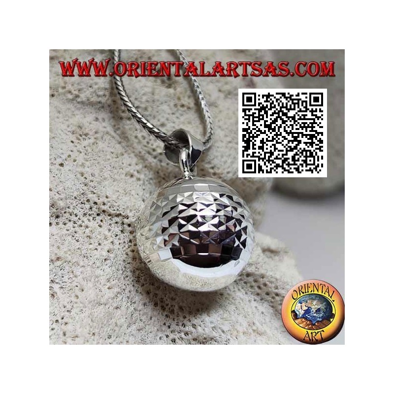 Ciondolo in argento "Richiamo degli Angeli" a lavorazione diamantata (Ø 20mm.)