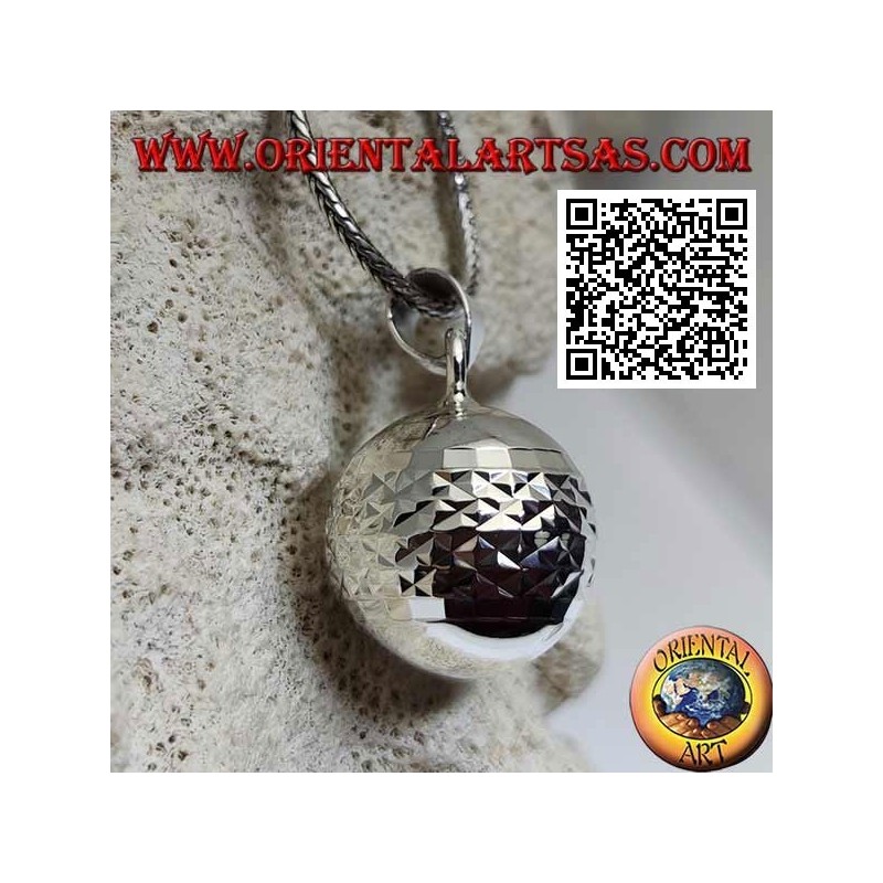 Colgante de plata "Call of the Angels" con procesamiento de diamantes (Ø 20mm.)