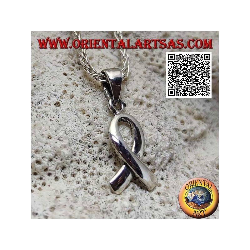 Silber "Pink Ribbon" Anhänger, Symbol der Kampagne zur Aufklärung über Brustkrebs