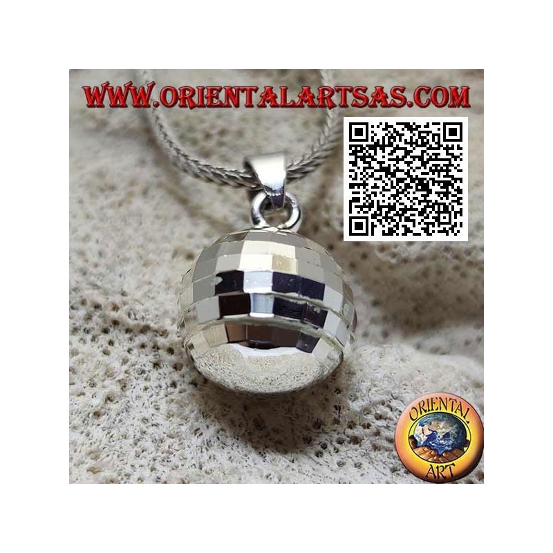 Ciondolo in argento "Chiama Angeli" a quadretti speculari (Ø 14 mm.)