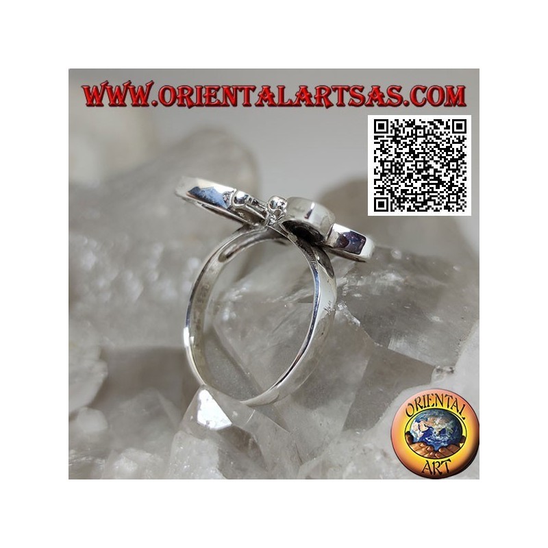 Bague en argent en forme de papillon avec des ailes en nacre rose