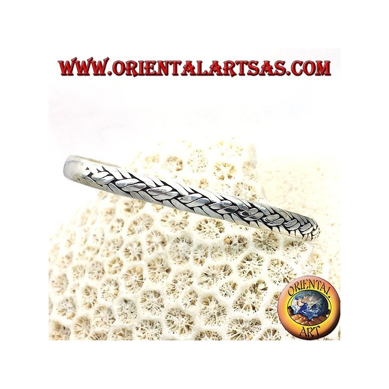bracciale rigido con intrecciato fatto a mano in argento