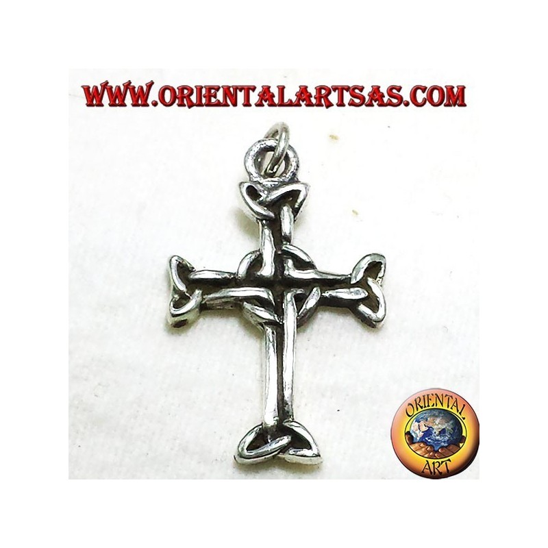 Celtic cross pendant with silver triskell
