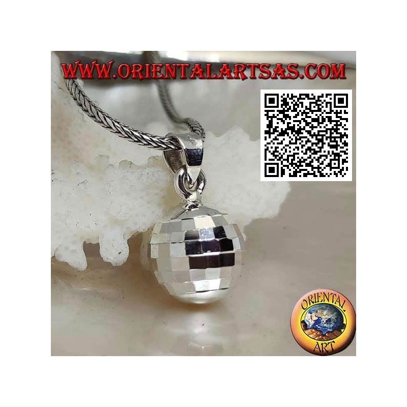 Ciondolo in argento "Chiama Angeli" a quadretti speculari (Ø 13 mm.)