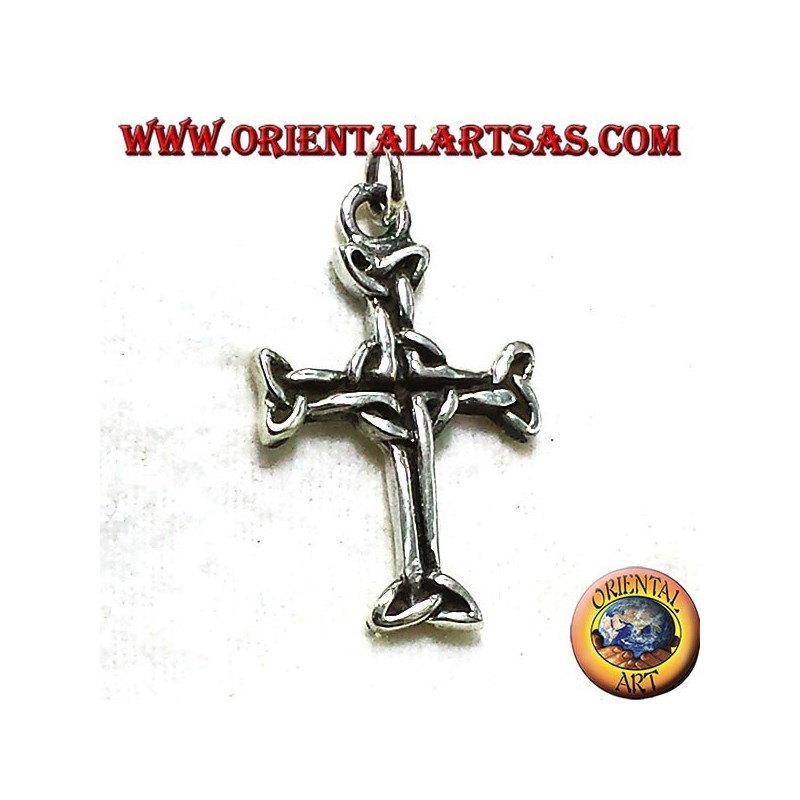 ciondolo croce celtica con triskell in argento
