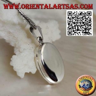 Flat oval smooth silver photo frame pendant (22 * 16)