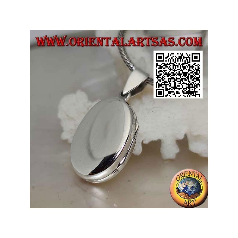 Pendentif cadre photo argenté plat ovale lisse (22 * 16)