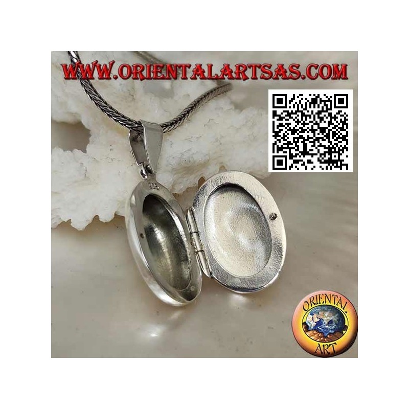 Pendentif cadre photo argenté plat ovale lisse (22 * 16)