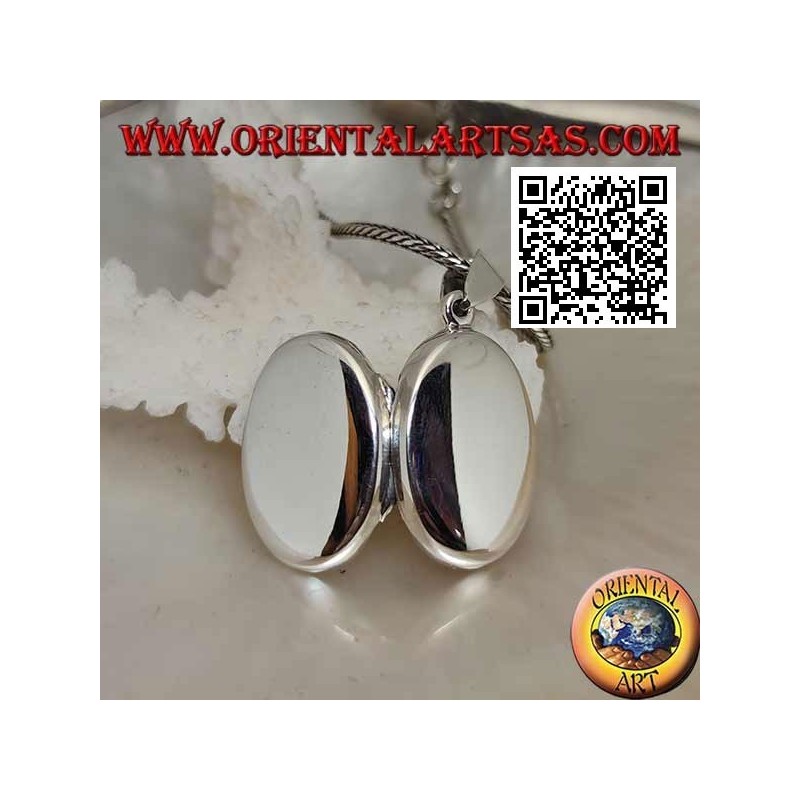Pendentif cadre photo argenté plat ovale lisse (22 * 16)