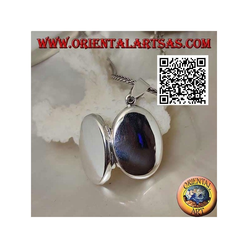 Pendentif cadre photo argenté plat ovale lisse (22 * 16)