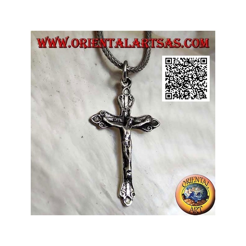 Silver pendant representing the crucifixion of Jesus Christ on an orthodox cross