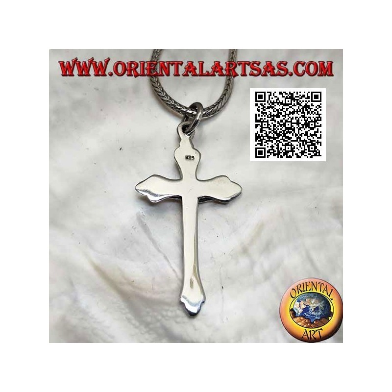 Ciondolo in argento rappresentante la crocifissione di Gesù Cristo su croce ortodossa