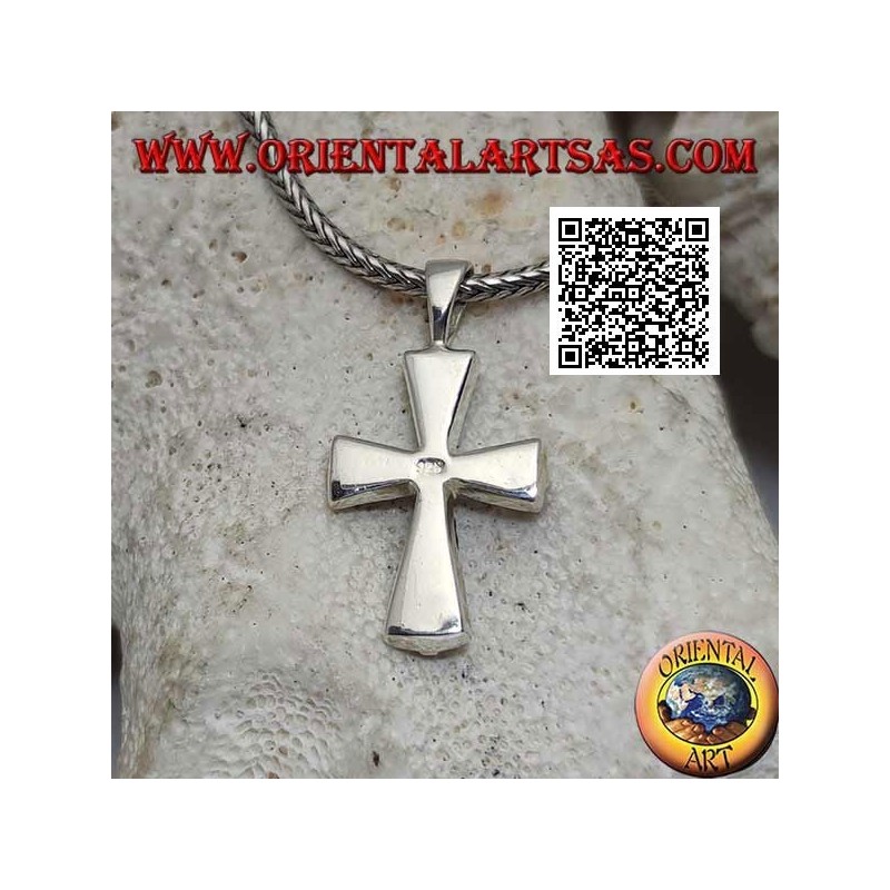 Silver cross pendant with turquoise arms and central square in silver