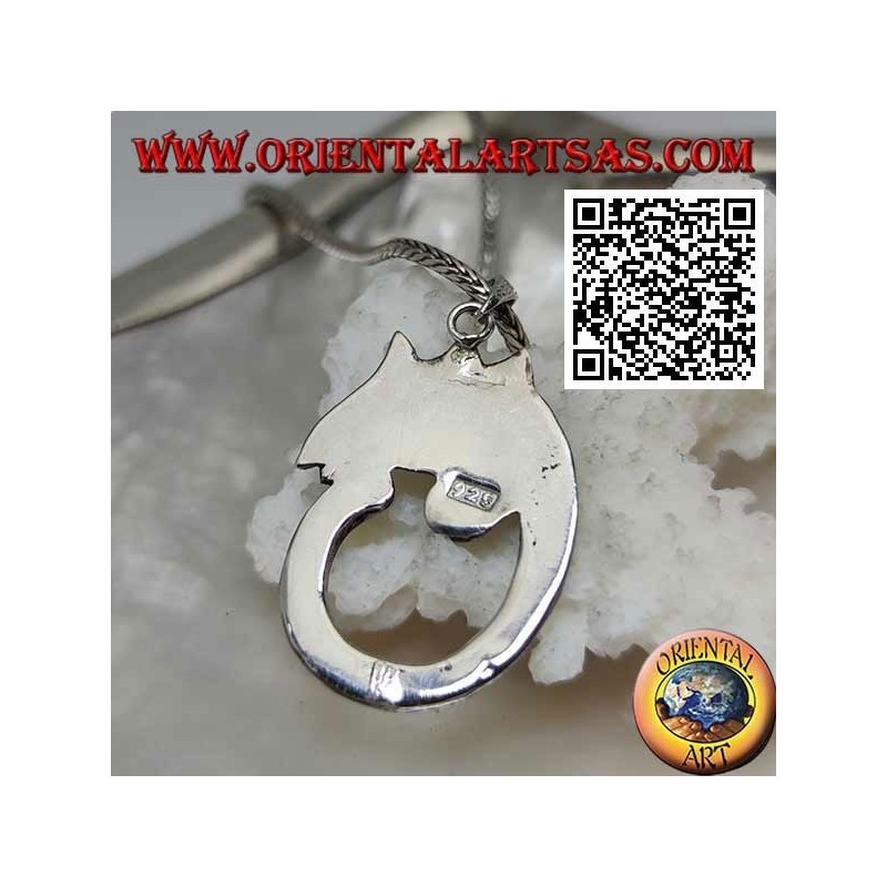 Colgante de plata en forma de camaleón con cola circular larga