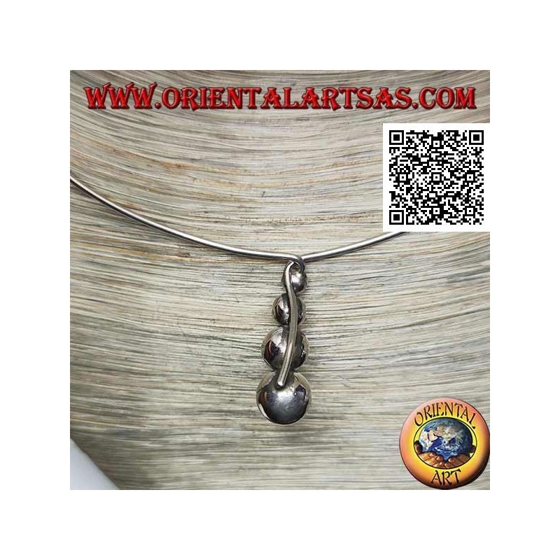 Rigid 925 ‰ silver choker necklace with 4 hanging growing spheres