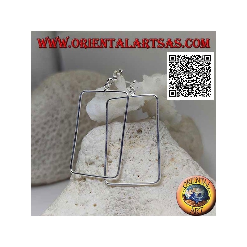 Boucles d'oreilles lobe argent avec pendentif fil rectangle biseauté