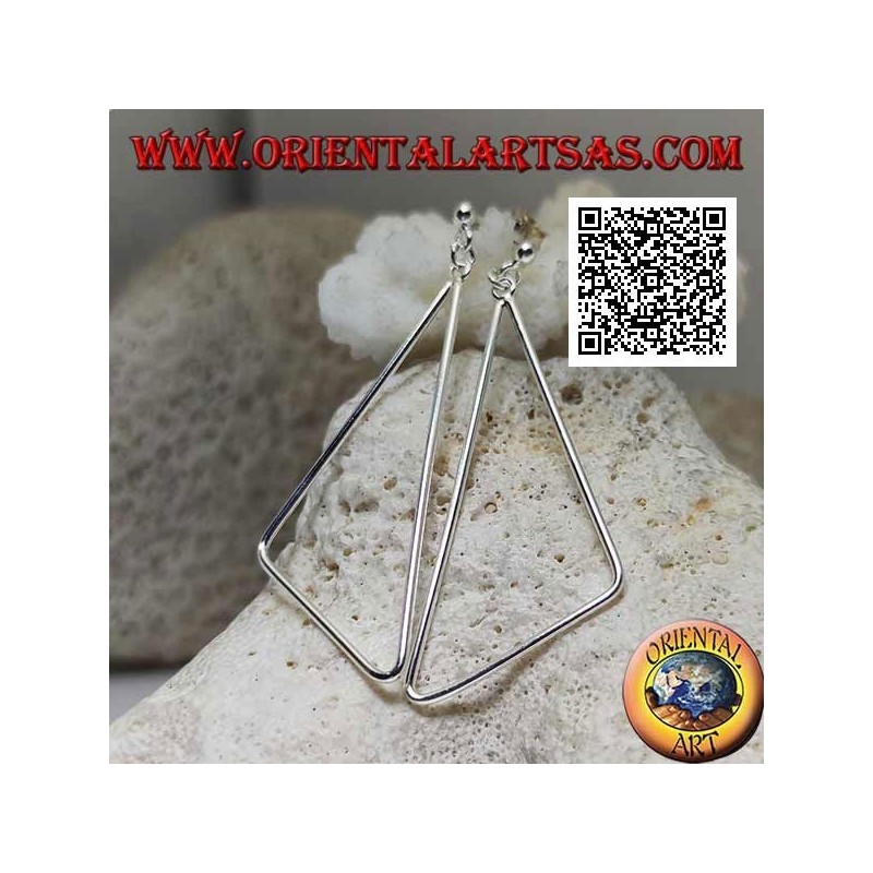 Pendientes de plata con lóbulo y alambre colgante rectangular redondeado