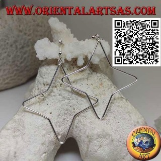Silver lobe earrings with 4-pointed star pendant wire