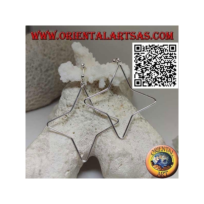 Pendientes lóbulos de plata con colgante de estrella de 4 puntas