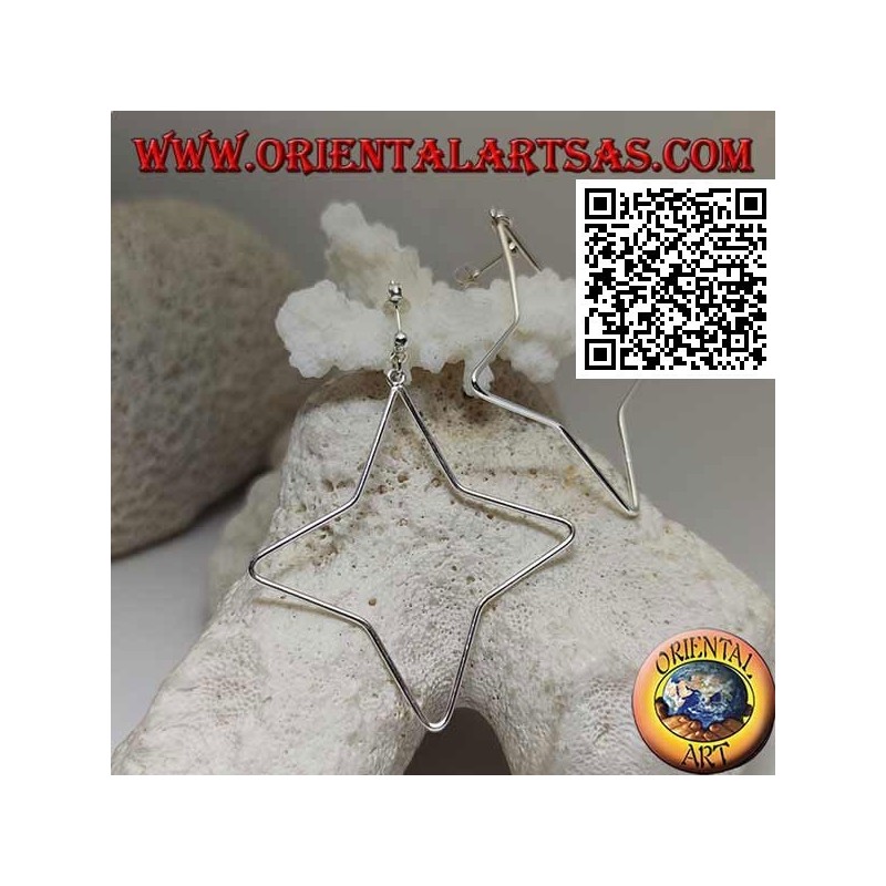 Silver lobe earrings with 4-pointed star pendant wire