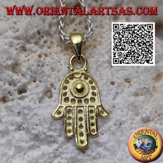Hand of Fatima silver pendant with gold-plated pierced dot decoration