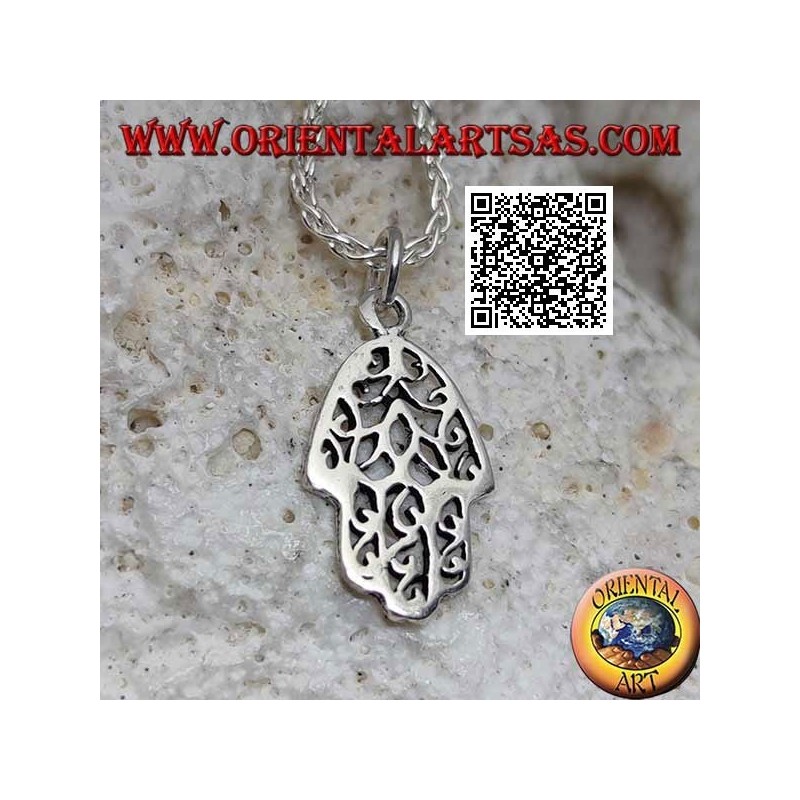 Hand of Fatima silver pendant smooth with openwork decoration