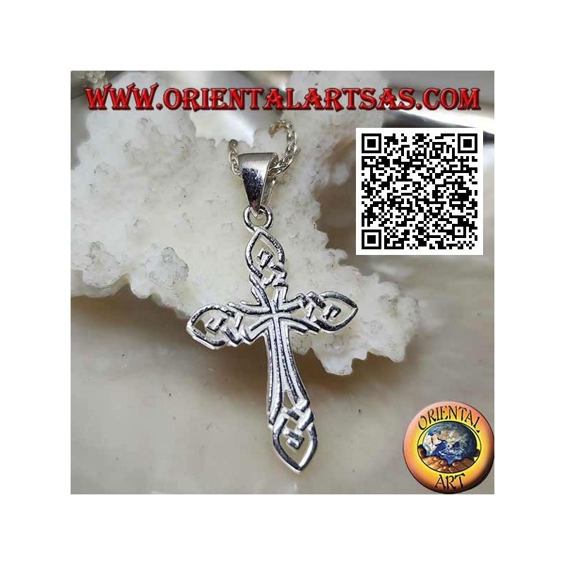 Ciondolo in argento croce intrecciata traforata