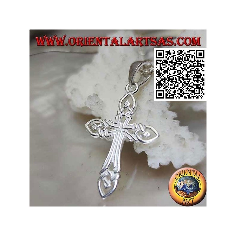 Pendentif en argent croix perforée entrelacée