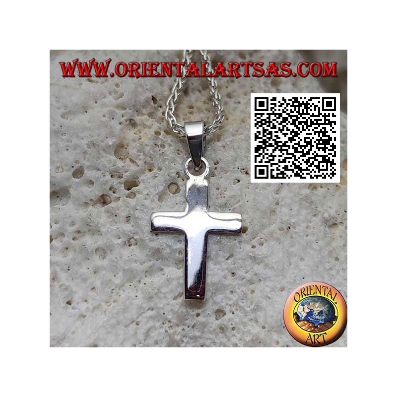 Colgante cruz latina cristiana plana y lisa de plata(16*11)