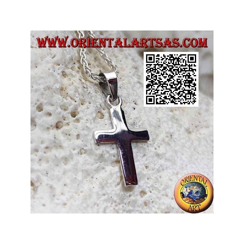 Pendentif croix latine chrétienne plate et lisse en argent(16*11)