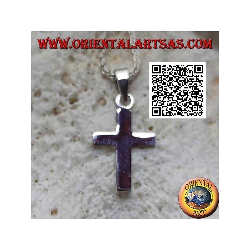 Ciondolo in argento croce latina cristiana piatta e liscia (16*11)