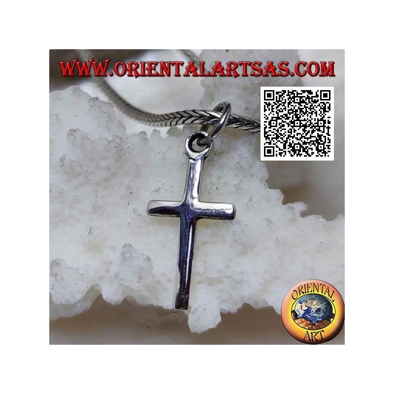 Pendentif croix latine chrétienne plate, lisse et mince en argent (18 * 10)
