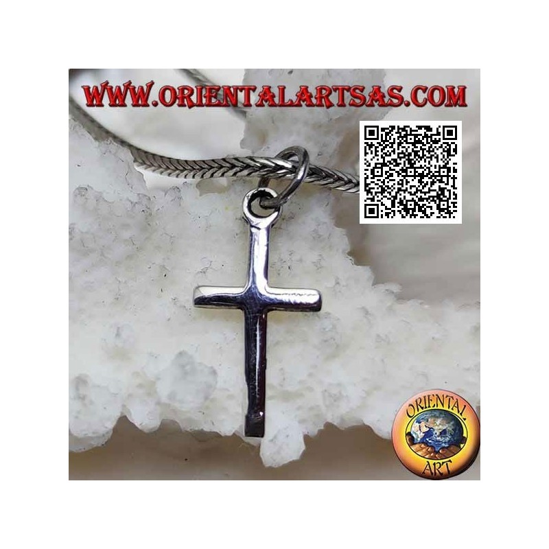 Pendentif croix latine chrétienne plate, lisse et mince en argent (18 * 10)