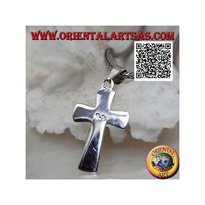 Ciondolo in argento croce latina cristiana piatta e liscia, smussata ai bordi (24*15)