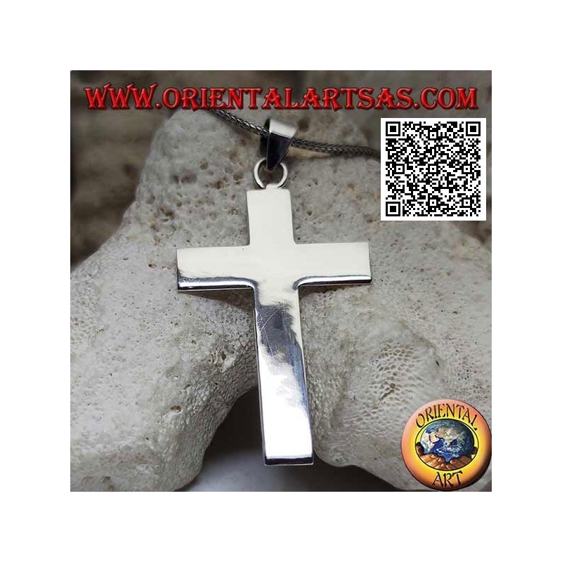 Ciondolo in argento croce grande latina cristiana piatta e liscia (50*33)